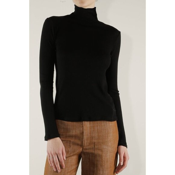 Pharaoh Cleo Turtleneck Top in Lightweight Rib Black Size 2 Medium - Picture 1 of 4